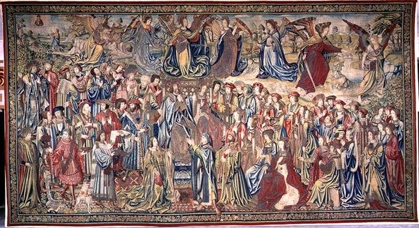 नाथन ने डेविड को फटकार लगाई, डेविड और बतशेबा की टेपेस्ट्री, c.1510-15 (टेपेस्ट्री) द्वारा फ्लेमिश स्कूल