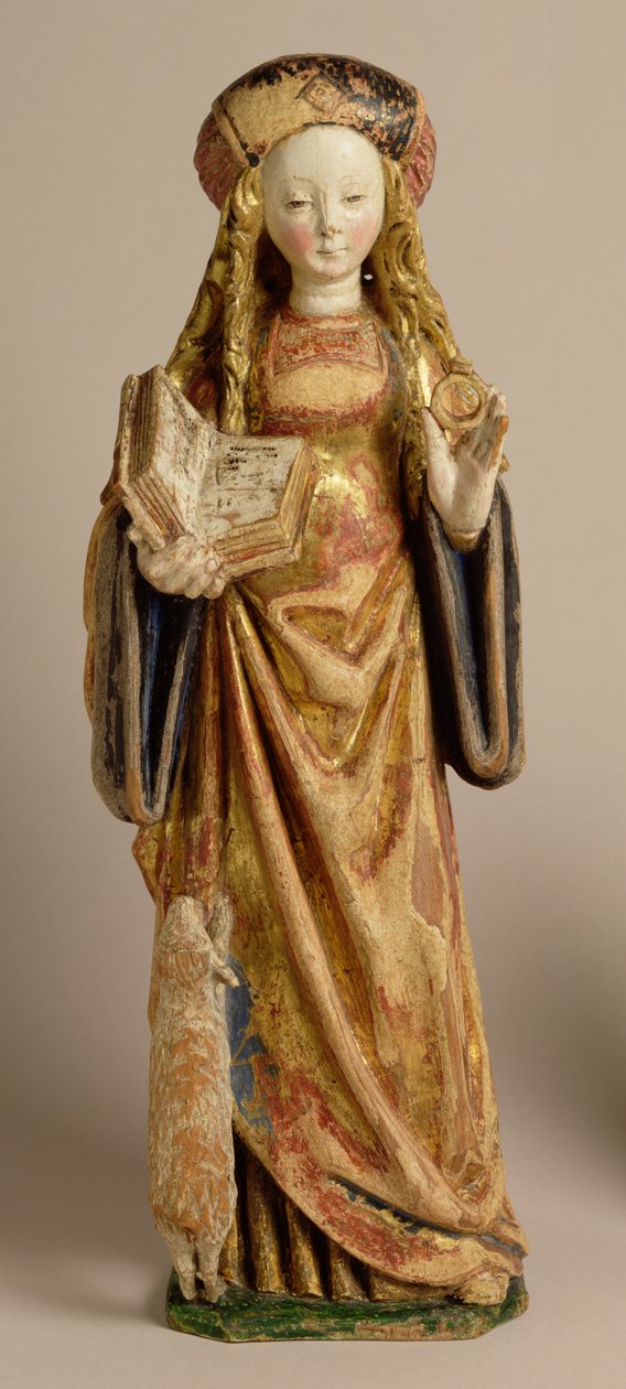 सेंट एग्नेस, स्कूल ऑफ मेकलेन, c.1500 (पॉलिक्रोम और गिल्ड ओक) द्वारा फ्लेमिश स्कूल