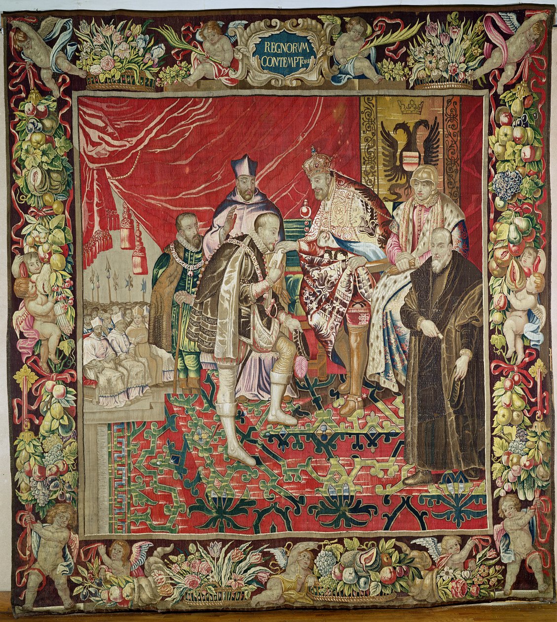 द टेंपेस्ट्री ऑफ चार्ल्स क्विंट से चार्ल्स वी। (1500-58) का अब्दिकेशन, c.1630-40 द्वारा फ्लेमिश स्कूल