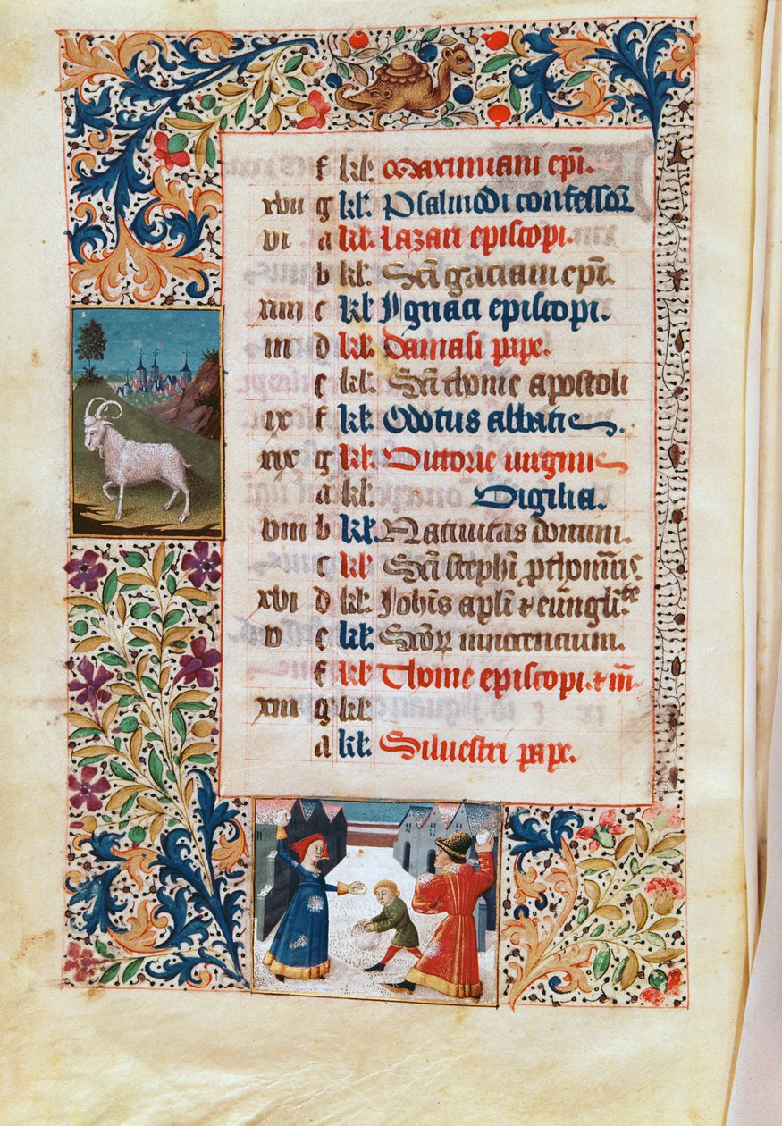 V.25-3 Fol.12v दिसंबर का महीना द्वारा फ्लेमिश स्कूल