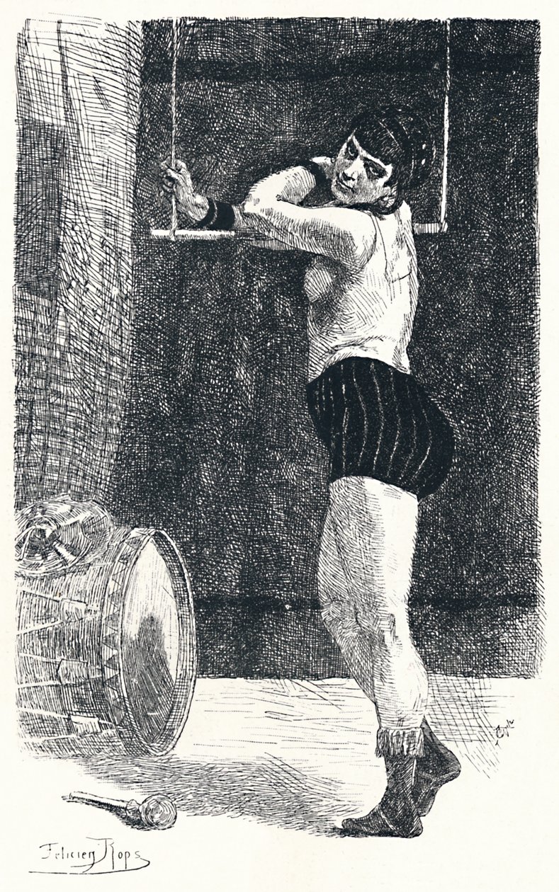 द वूमन विद द ट्रैपेज़, c1875, 1896 द्वारा फेलिसियन रोप्स