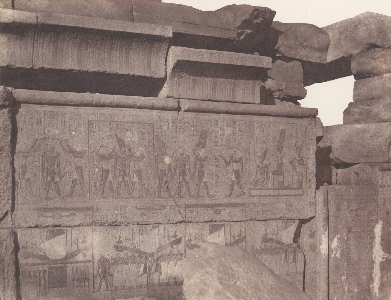 कर्णक थेब्स, पैलेस - ग्रेनाइट का निर्माण - नक्काशीदार सजावट ..., 1851-52, 1853-54 मुद्रित। द्वारा फेलिक्स टाइनार्ड