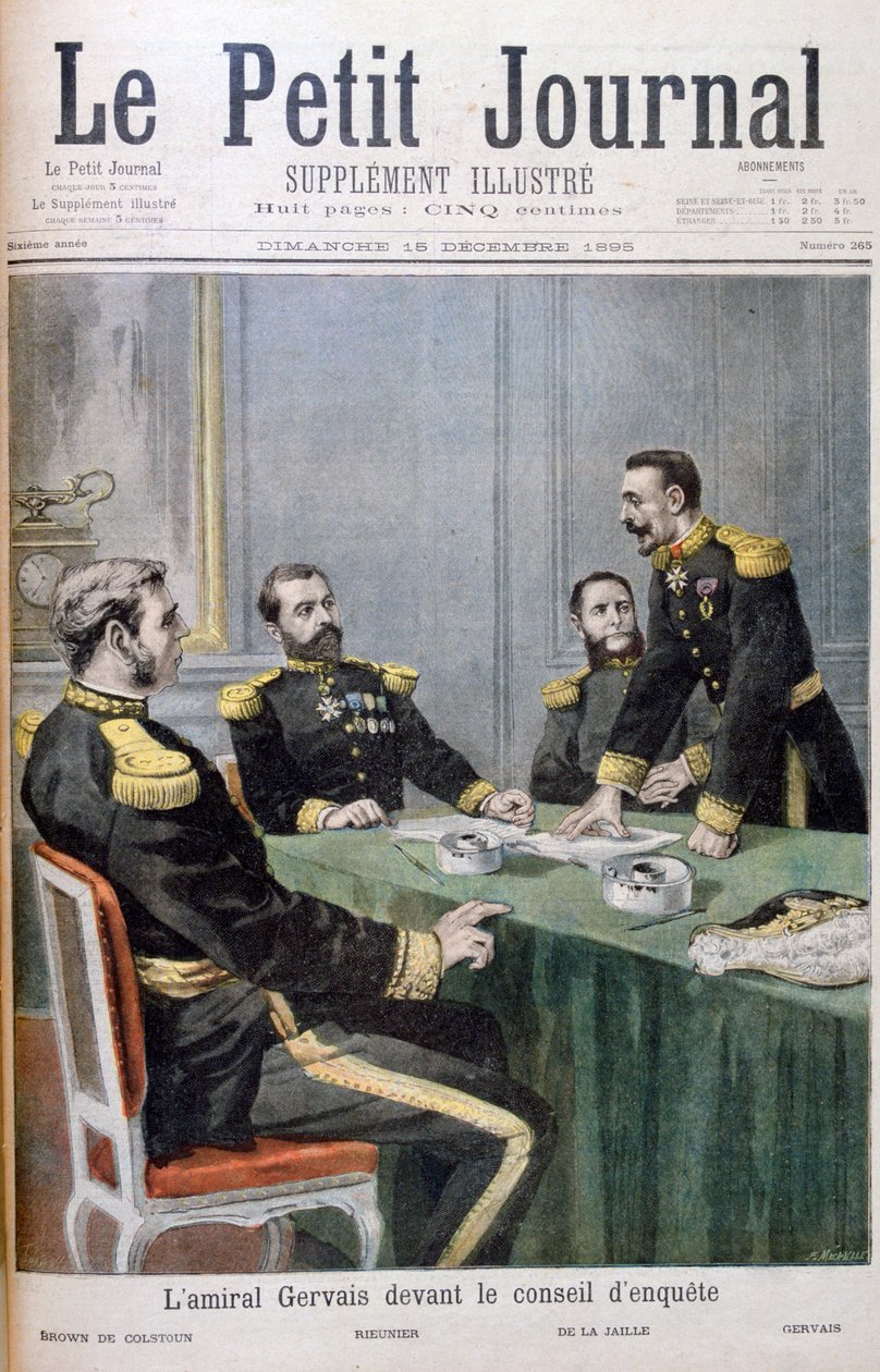 1895 में जांच बोर्ड के सामने एडमिरल ग्रेविस द्वारा Fortuné Méaulle