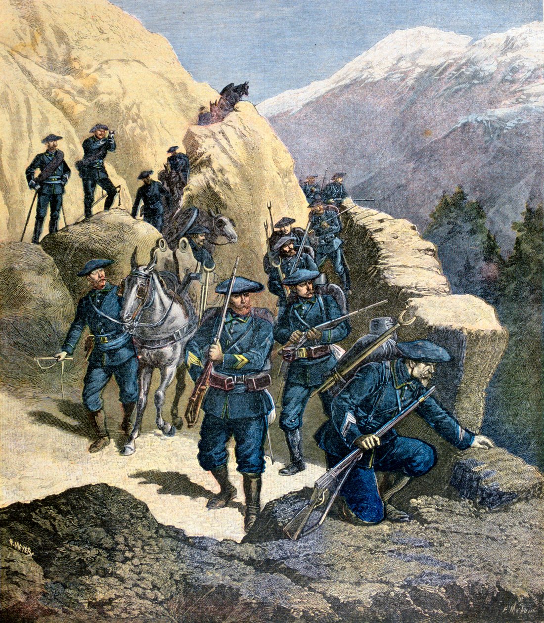 अल्पाइन चेज़र्स, 1891 द्वारा Fortuné Méaulle