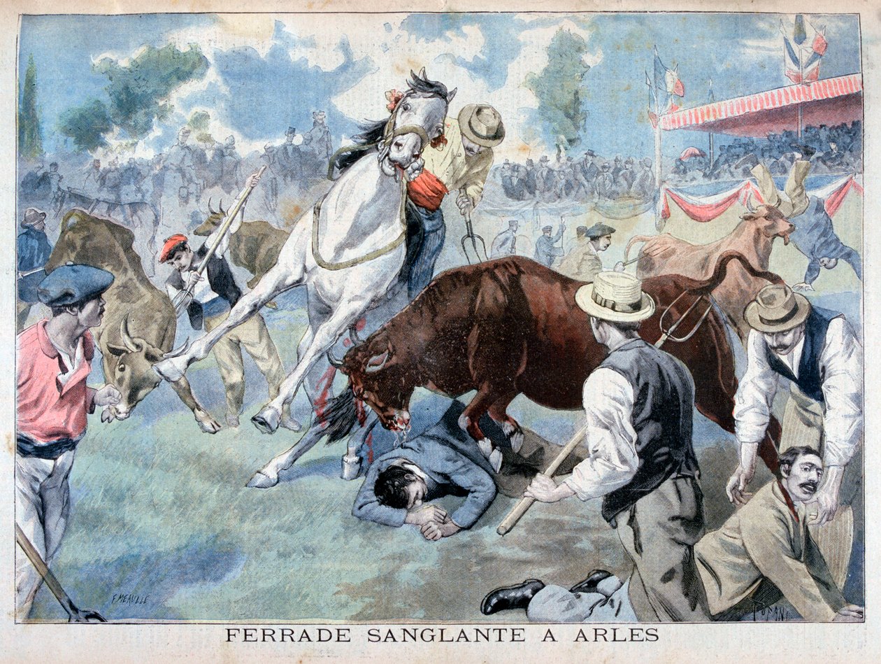 बुलफाइट घटना, आर्लेस, फ्रांस, 1898 द्वारा Fortuné Méaulle