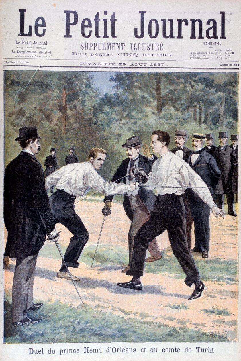 प्रिंस हेनरी dOrleans और Comte de Turin, 1897 के बीच द्वंद्वयुद्ध द्वारा Fortuné Méaulle