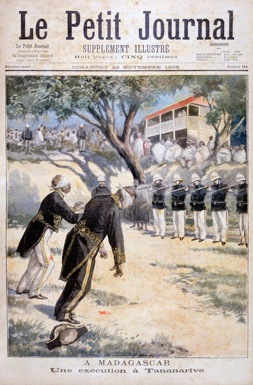 ताननारिव, अंटानानारिवो, मेडागास्कर, 1896 में दस्ते को फायरिंग द्वारा भागना द्वारा Fortuné Méaulle