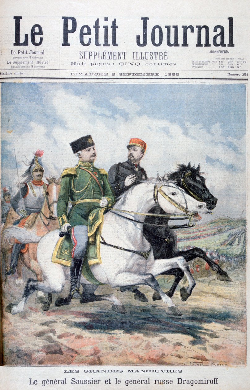 फ्रांसीसी जनरल सोशियर और रूसी जनरल ड्रैगोमेरोव, 1895 द्वारा Fortuné Méaulle