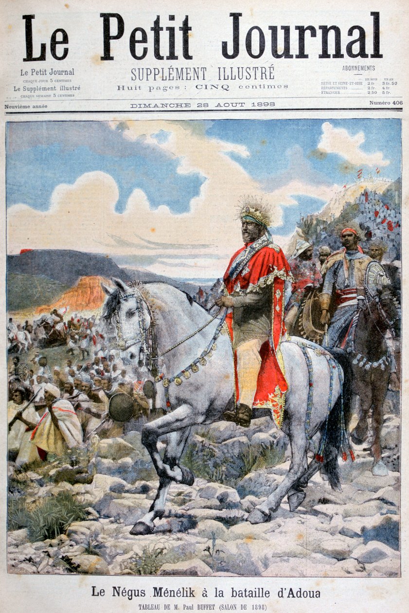 इथियोपिया की लड़ाई, नेगेलिक द्वितीय, अडौआ की लड़ाई में, 1898 द्वारा Fortuné Méaulle