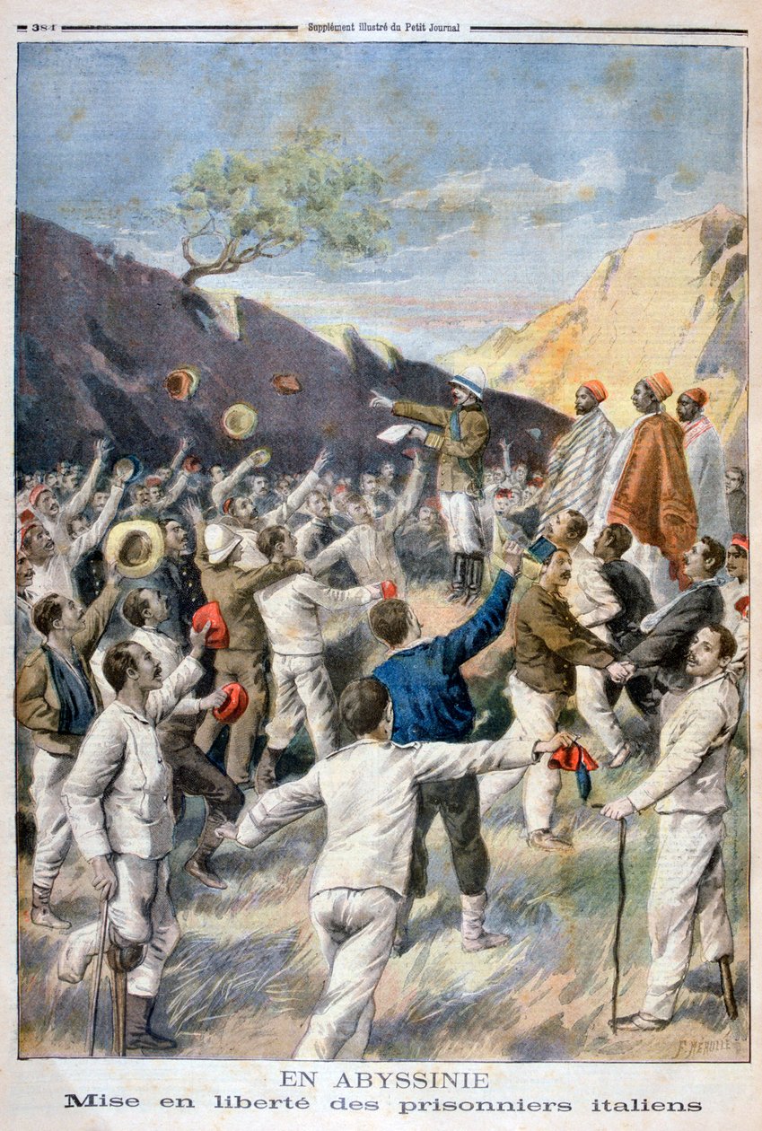 इतालवी कैदियों से मुक्त होकर, एबिसिनिया, 1896 द्वारा Fortuné Méaulle