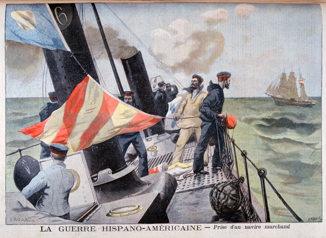 एक व्यापारी जहाज को पकड़ना, स्पेनिश-अमेरिकी युद्ध, 1898 द्वारा Fortuné Méaulle