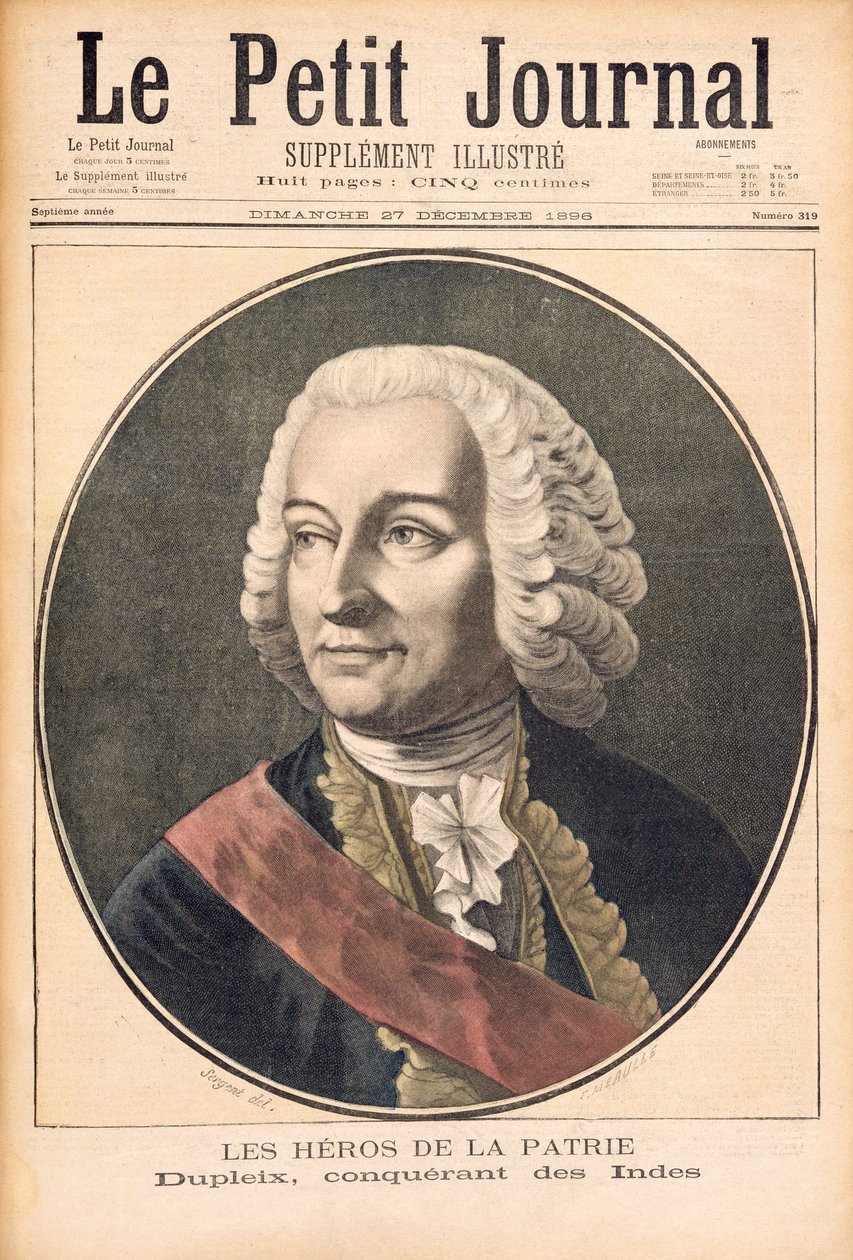 जोसेफ फ्रांसिस ड्यूप्लिक्स (1697-1763) का चित्रण, &39;ले पीट जर्नल&39; से चित्रण, 27 दिसंबर 1896 द्वारा फॉर्च्यून लुई मेउल