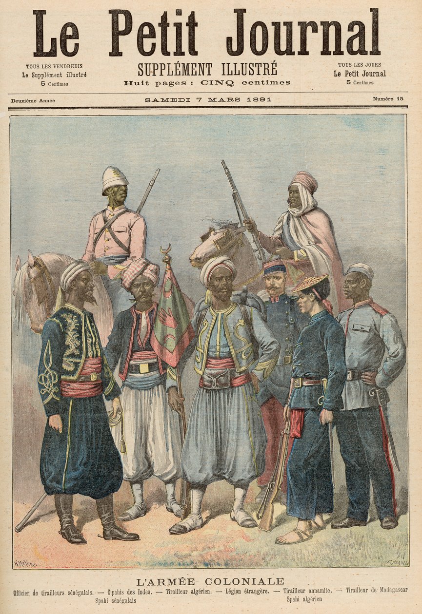 7 मार्च 1891 को &39;ले पेटिट जर्नल&39; से औपनिवेशिक सेना द्वारा फॉर्च्यून लुई मेयुले और हेनरी मेयर