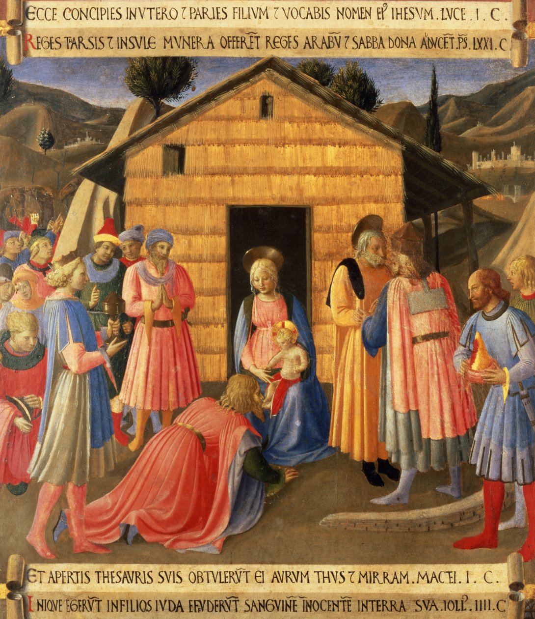 Magi के आगमन, Santissima Annunziata के रजत कोषागार के पैनल एक से विस्तार, c.1450-53 (पैनल पर तापमान) द्वारा फ्रा एंजेलिको