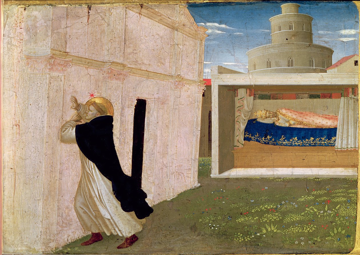 वर्जिन के राज्याभिषेक के पूर्व पैनल से मासूम III का सपना, c.1430-32 (पैनल पर समशीतोष्ण) द्वारा फ्रा एंजेलिको