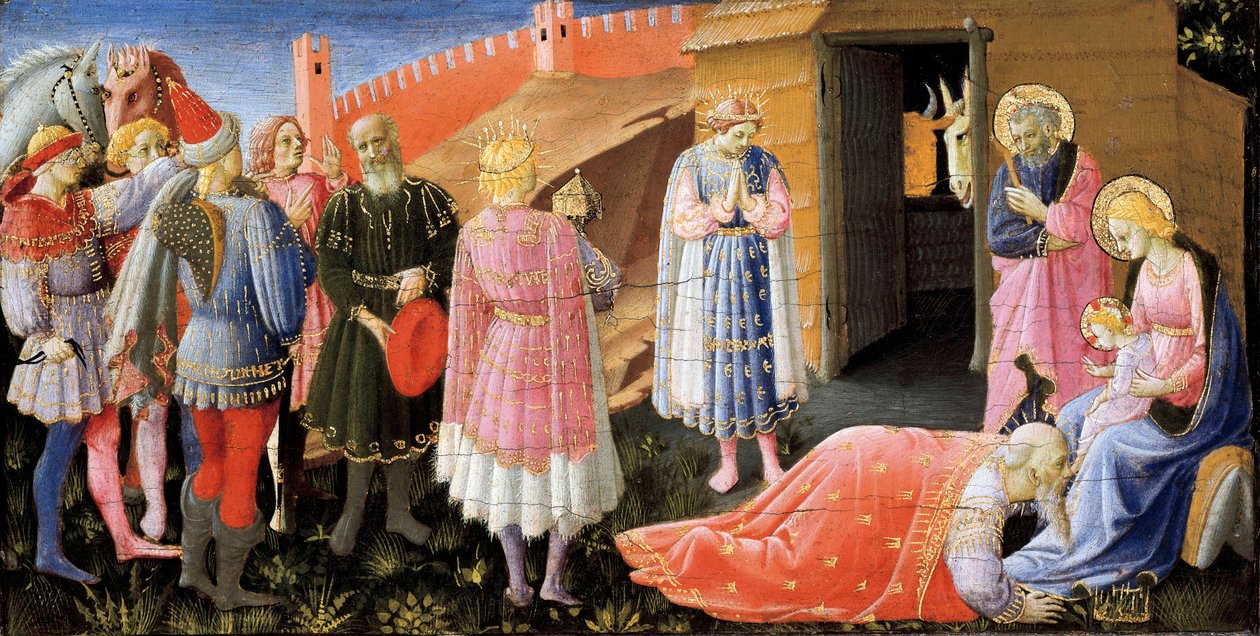 मागी की आराधना (वेदी का टुकड़ा), फ्रा एंजेलिको द्वारा पेंटिंग, c.1440 द्वारा फ्रा एंजेलिको