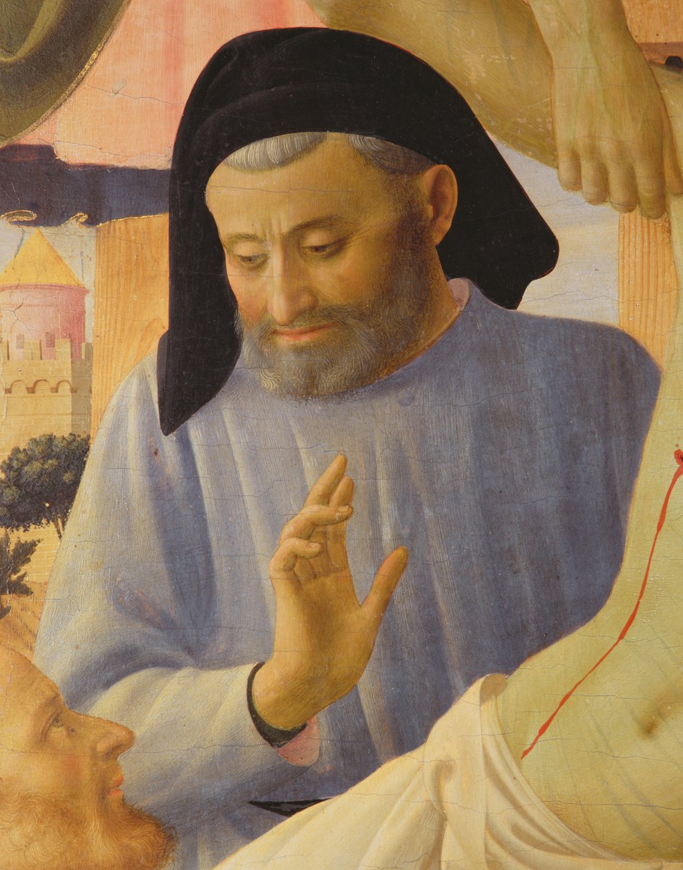 सांता ट्रिनिटा, जोशीम ऑफ अरिमथेआ का विवरण, c.1434 टेम्परा और पैनल पर सोना द्वारा फ्रा एंजेलिको