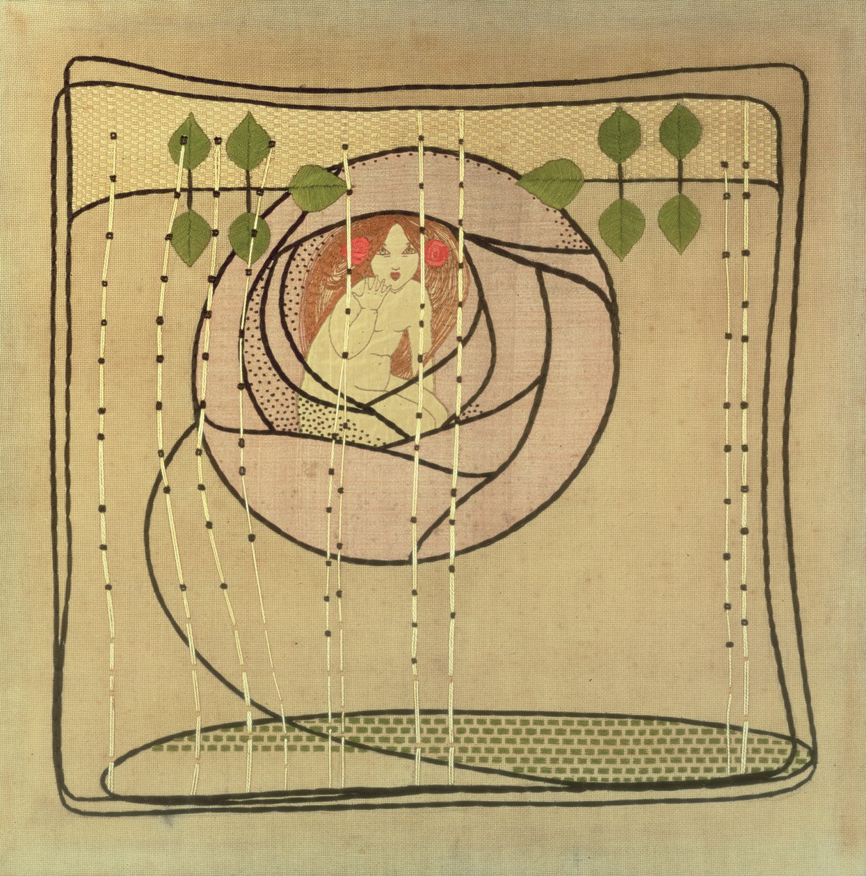 गुलाब की आत्मा, c.1900 (कढ़ाई) द्वारा फ्रांसिस मैकनेयर