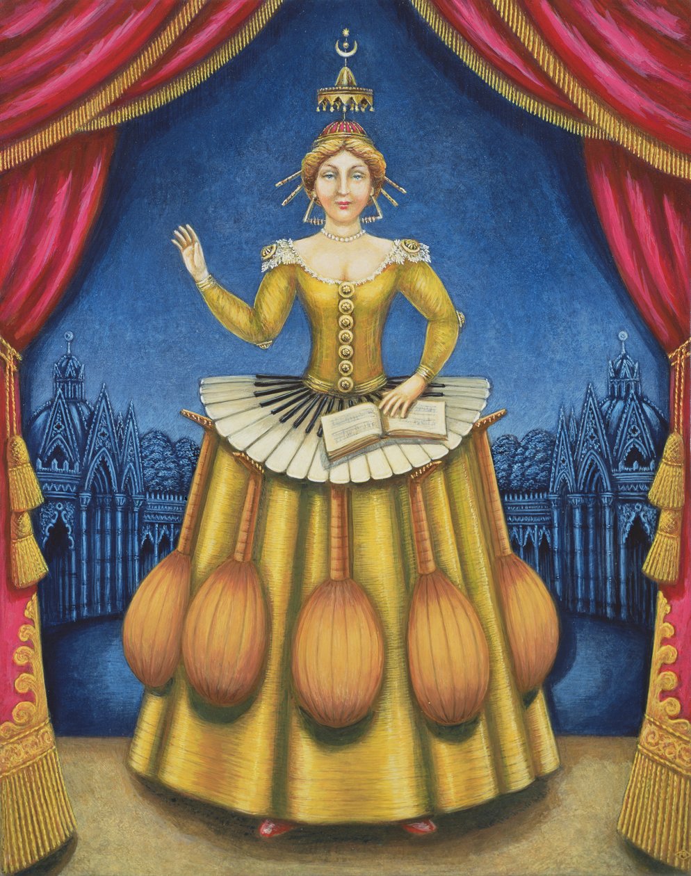 द म्यूजिशियन वाइफ, 2002 (पैनल पर तेल और तड़का) द्वारा फ्रांसिस ब्रूमफील्ड