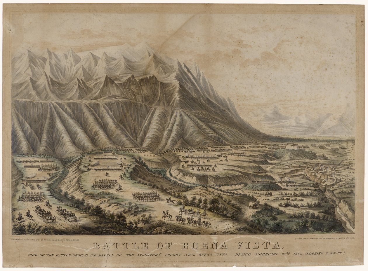 बुएना विस्टा, 1847 की लड़ाई (वॉव पेपर पर क्रोमोलिथोग्राफ) द्वारा फ्रांसिस फ्लोरा बॉन्ड पामर