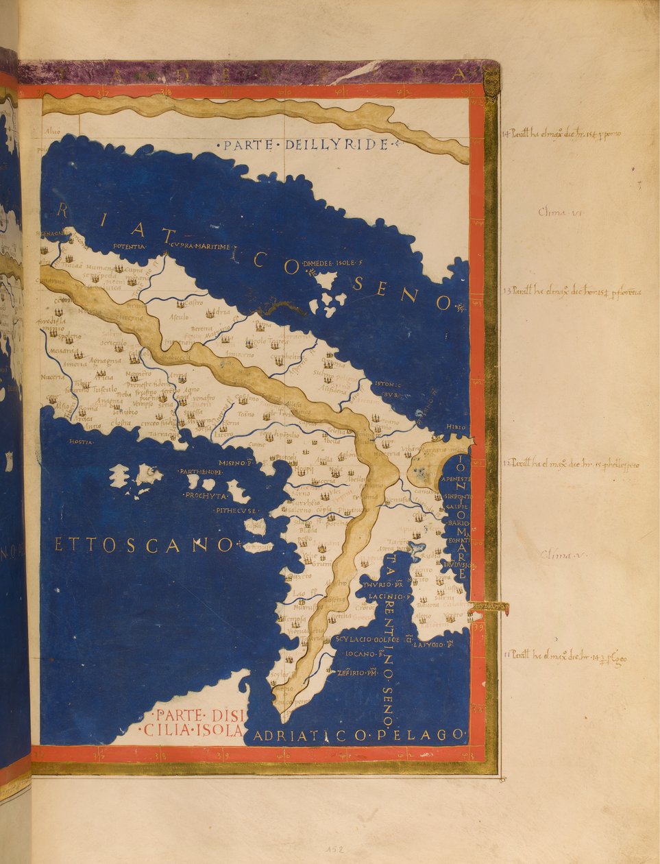 Ptolemys Geographia, 1480 पर आधारित इटली का मानचित्र (यह भी देखें 3496134) द्वारा फ्रांसेस्को बर्लिंगहेरी