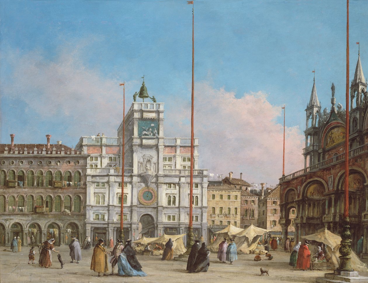 Piazza di San Marco क्लॉक टॉवर की ओर देखते हुए द्वारा फ्रांसेस्को गार्डी