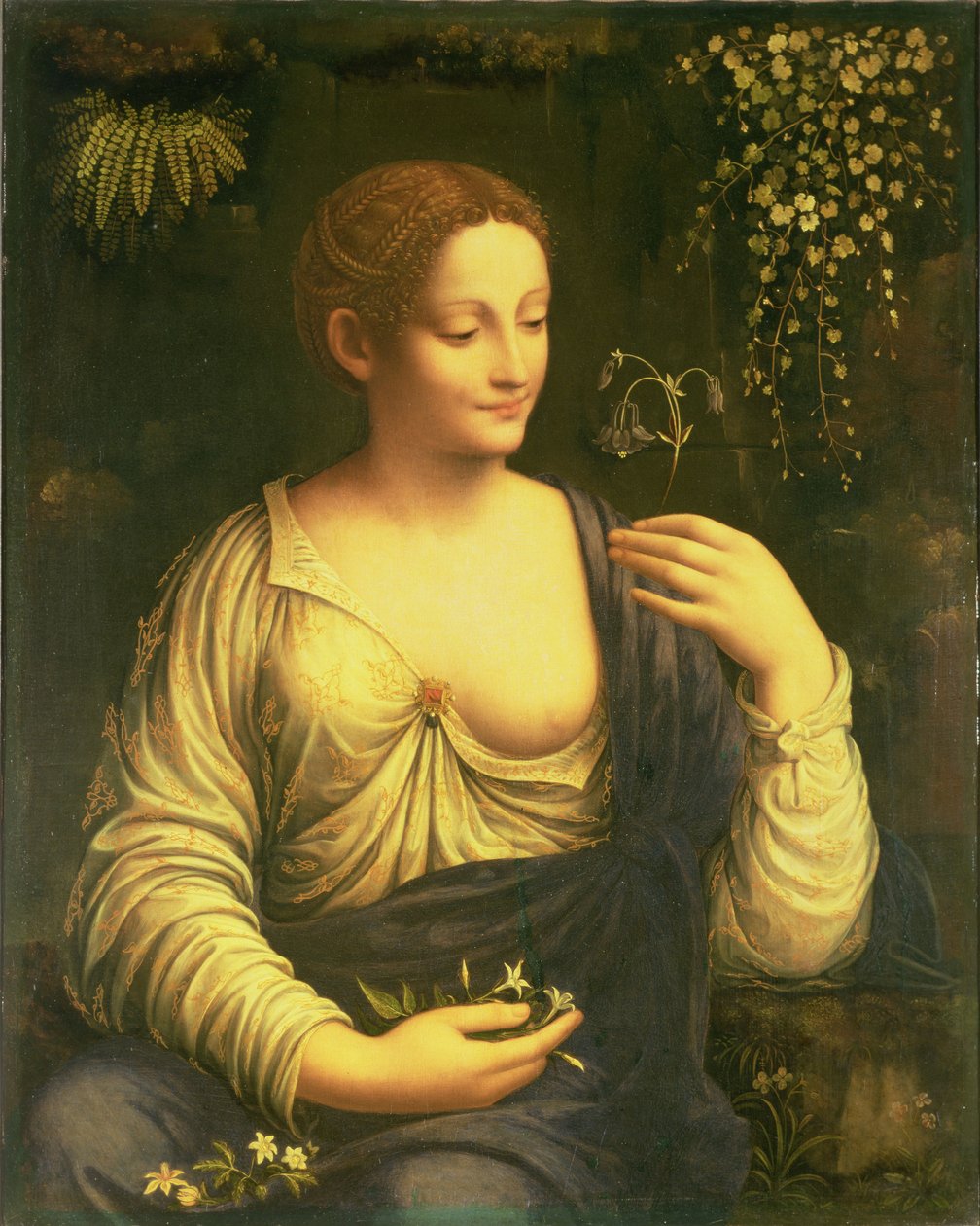 फ्लोरा, c.1520 (पैनल से स्थानांतरित कैनवास पर तेल) द्वारा फ्रांसेस्को मेल्जी