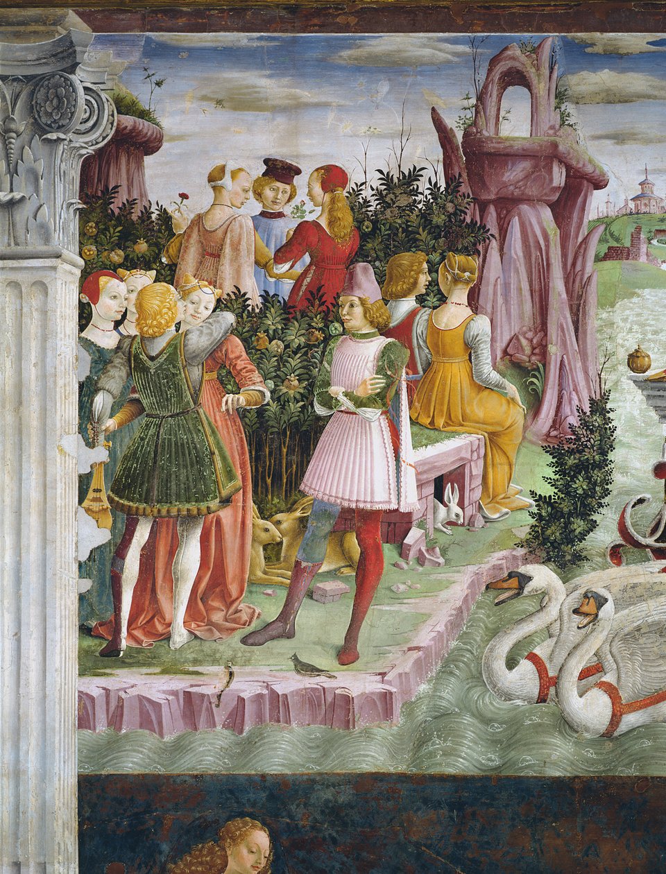 शुक्र की विजय: अप्रैल ऑफ़ द मंथ से, बायें हाथ की ओर से विस्तार, c.1467-70 द्वारा फ्रांसेस्को डेल कोसा