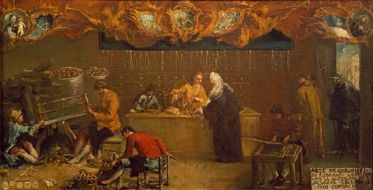 द अर्टे देई कोरोनेरी, c.1750 (कैनवास पर तेल) द्वारा फ्रांसेस्को (Attr। To) Guardi
