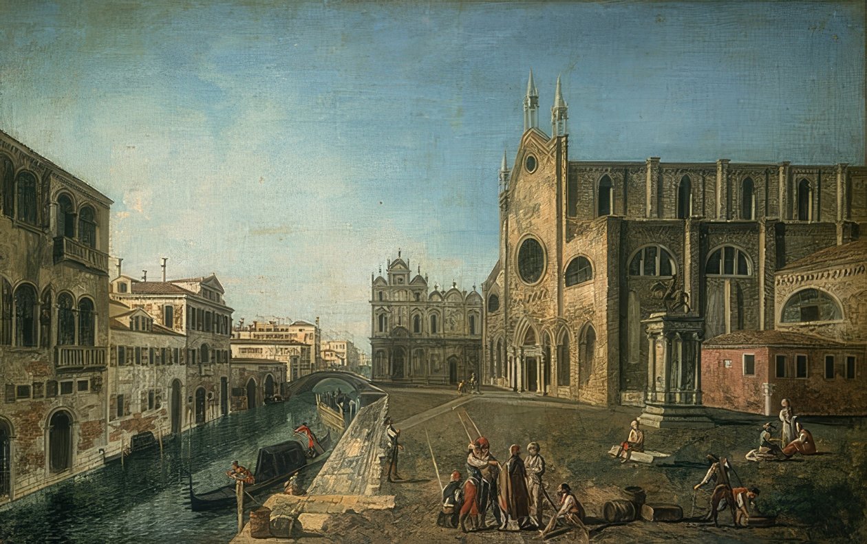 चर्च के साथ वेनिस का दृश्य Santi Giovanni e Paolo। लगभग 1735.-1740 द्वारा फ्रांसेस्को अल्बोटो