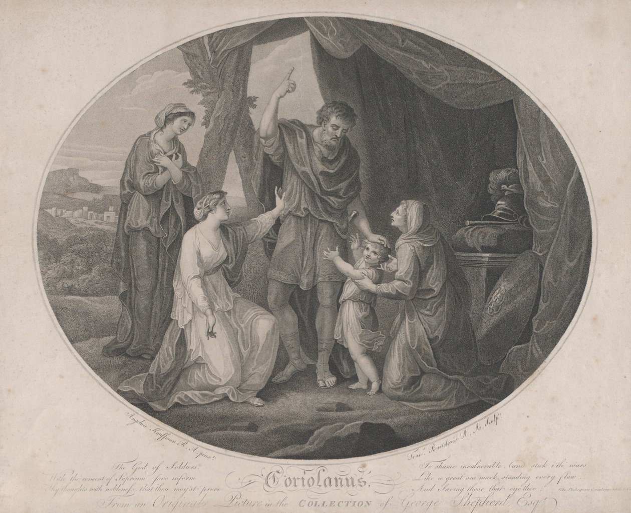कोरिओलेनस: द गॉड ऑफ सोल्जर्स, टू शेम अजेय... शेक्सपियर, कोरी..., 3 नवंबर, 1785। द्वारा फ्रांसेस्को बार्टोलोजी