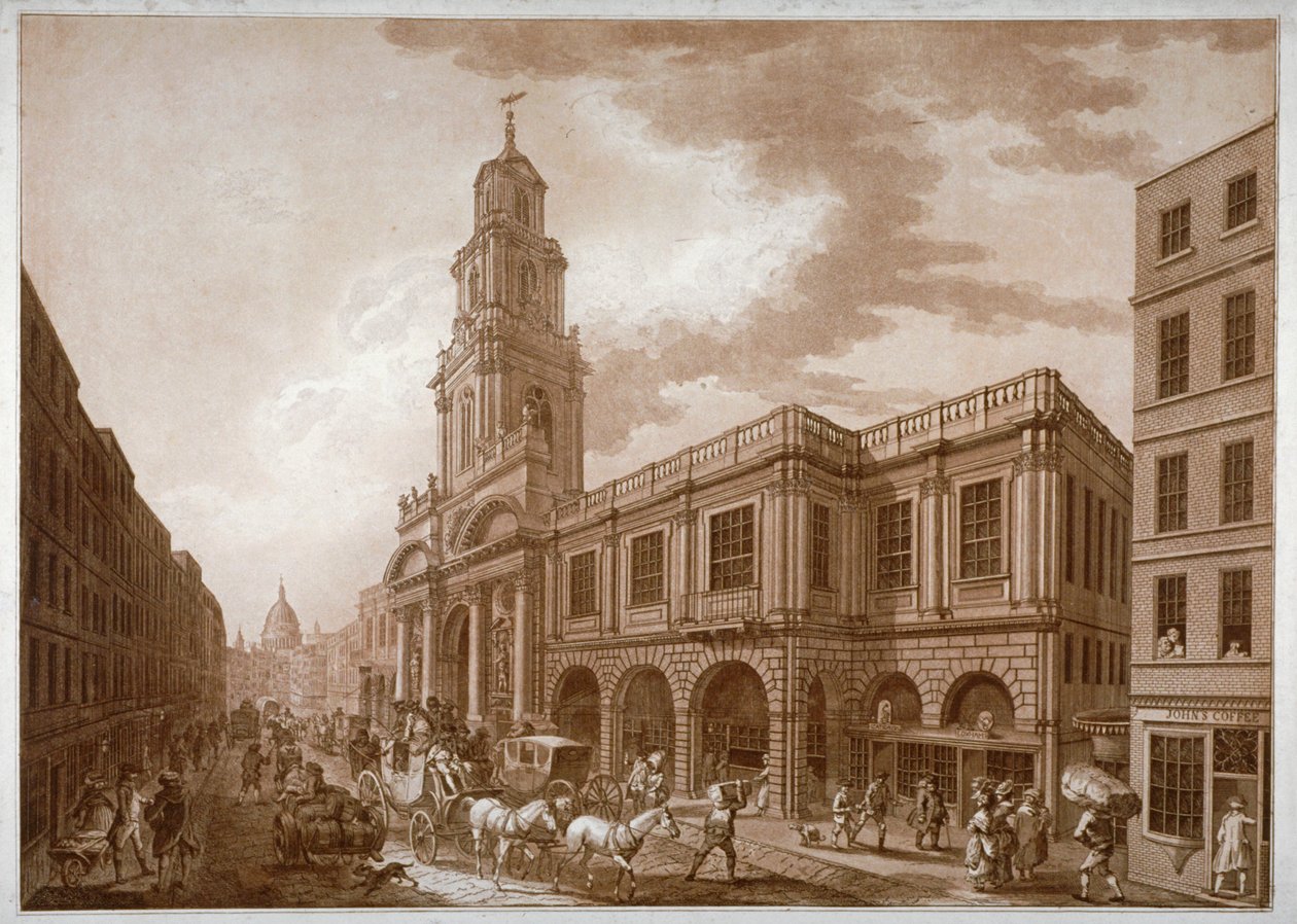 रॉयल एक्सचेंज, लंदन शहर, 1788। द्वारा फ्रांसेस्को बार्टोलोजी