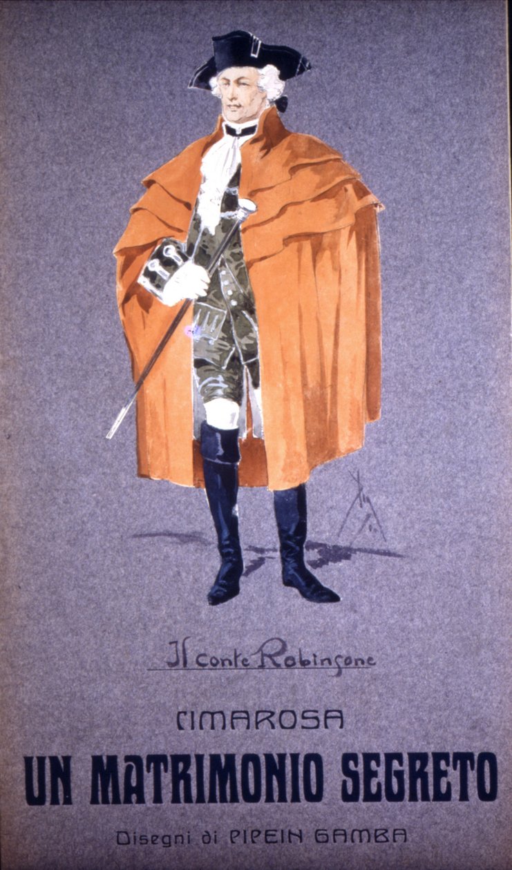 डोमेनिको सिमरोसा (1749 - 1801) द्वारा "" सीक्रेट मैरिज "" में कैरेक्टर "" काउंट रॉबिन्सन ""। F. Gamba की पोशाक - मिलान का स्काला द्वारा फ्रांसेस्को गाम्बा