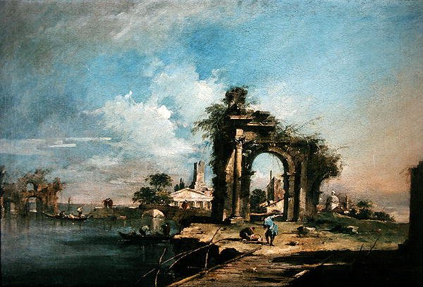 एक बर्बाद मेहराब (तेल) के साथ Capriccio (देखें 35489) द्वारा फ्रांसेस्को गार्डी