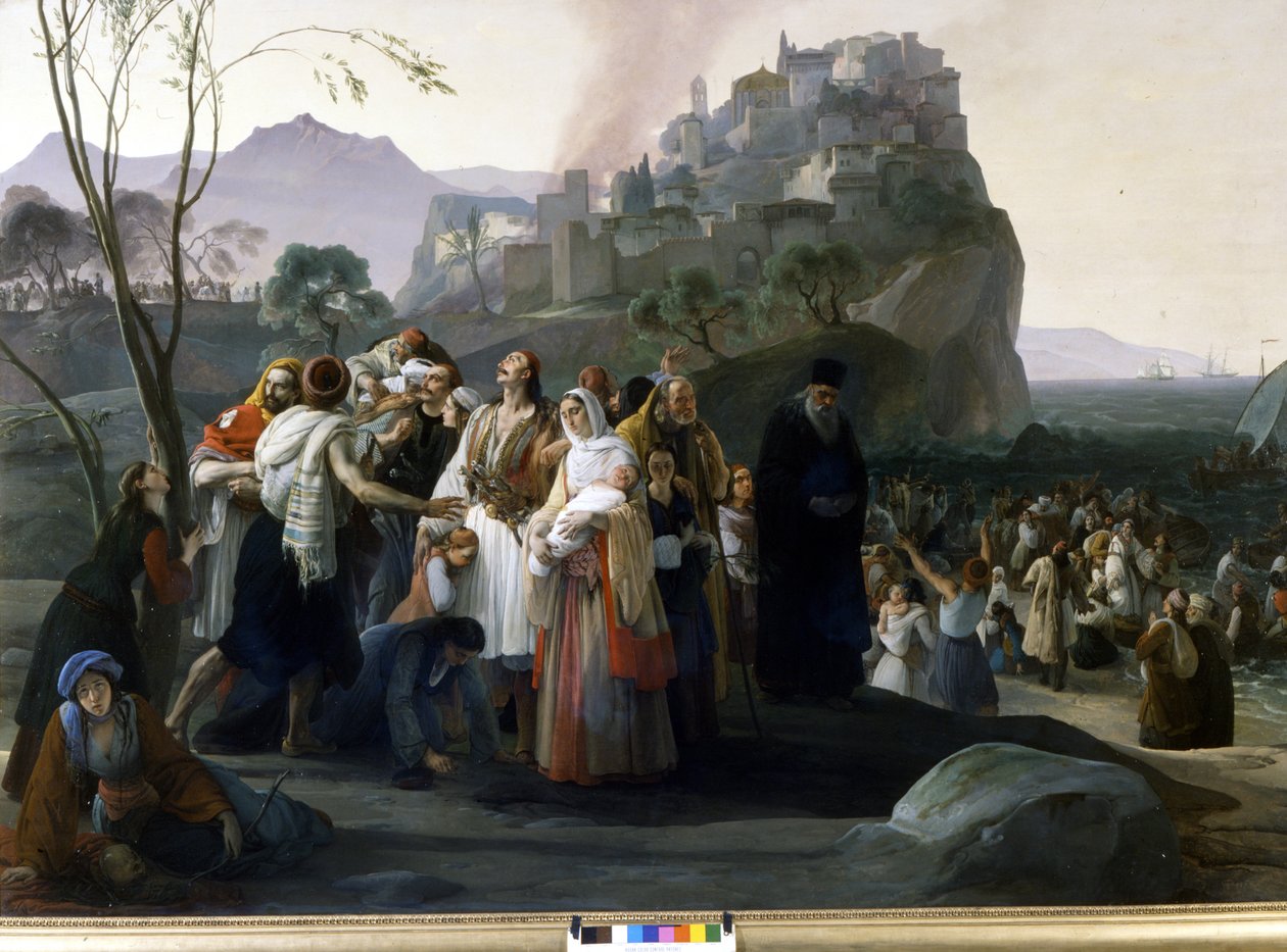 फ्रांसेस्को हायेज़ (1791 - 1882): परगा के शरणार्थी (1826 - 1831) (ग्रीस की स्वतंत्रता का एपिसोड)। मिलान, मॉडर्न आर्ट गैलरी। द्वारा फ्रांसेस्को हेज़