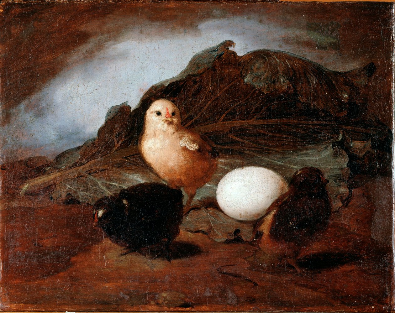 फ्रांसेस्को इंगानी (1793-1873) द्वारा 1862 डिम 25.6x33.2 सेमी जीन, आधुनिक कला की गैलरी, आमंत्रण 183 द्वारा चूजों (चूजों) की पेंटिंग द्वारा फ्रांसेस्को इंगानी