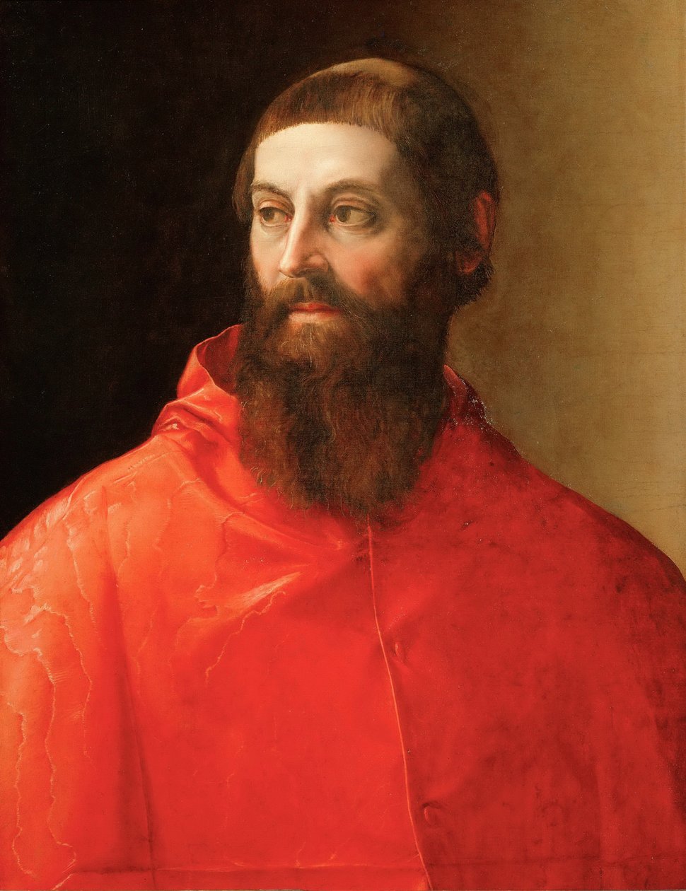 Rodolfo Pio de Carpi (Rodolphe de Carpi) (1500-1564) - Rossi, Francesco, de (1510-1563) द्वारा कार्डिनल Rodolfo Pio का पोर्ट्रेट। कैनवास पर तेल, सीए 1545। आयाम: 71,5x57 सेमी। कला इतिहास संग्रहालय, विनीज़ द्वारा फ्रांसेस्को डी रॉसी साल्वती