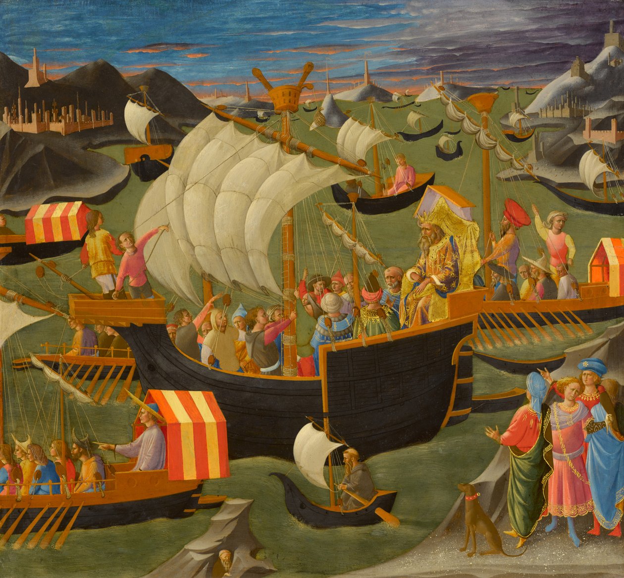 होली लैंड के लिए किंग मेलचियर सेलिंग, c.1445-50 द्वारा फ्रांसेस्को डि स्टेफानो पेसेलिनो