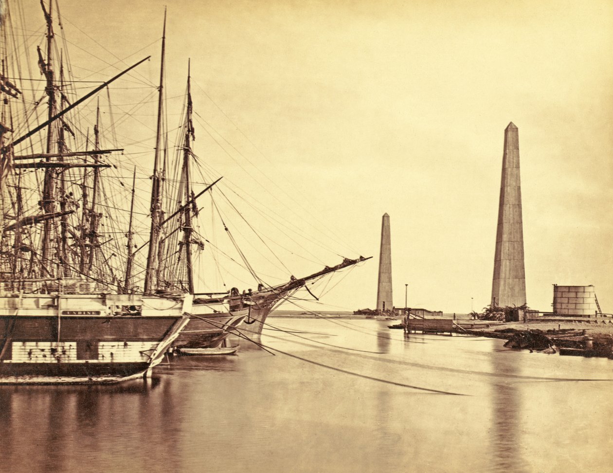 पोर्ट सईद पर स्वेज नहर में प्रवेश, c.1856 (एल्बम प्रिंट) द्वारा फ्रांसिस फ्रिथ