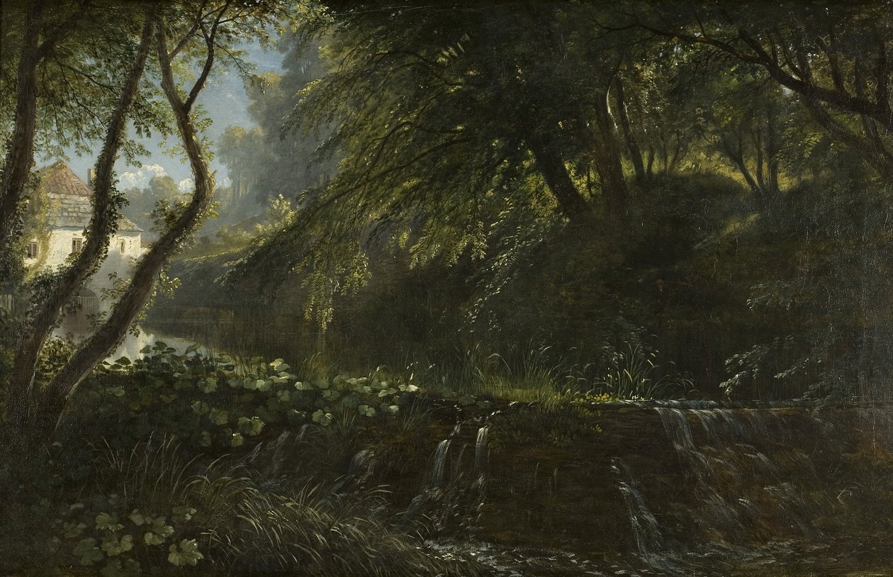 वीर और मिल के साथ रिवर सीन, c.1823 द्वारा फ्रांसिस डेनबी