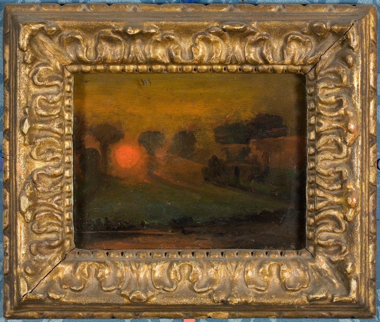 पेड़ों के माध्यम से सूर्यास्त, c.1855 (कार्ड पर तेल) द्वारा फ्रांसिस डेनबी