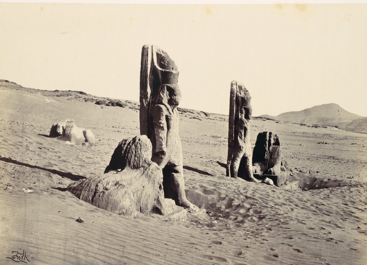 1857 में वाडी सबौआ में कोलोसी और स्फिंक्स। द्वारा फ्रांसिस फ्रिथ