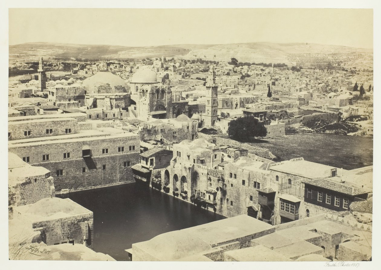 1857 में जेरूसलम के हिप्पिकस के टॉवर से हिजकिय्याह का पूल। द्वारा फ्रांसिस फ्रिथ