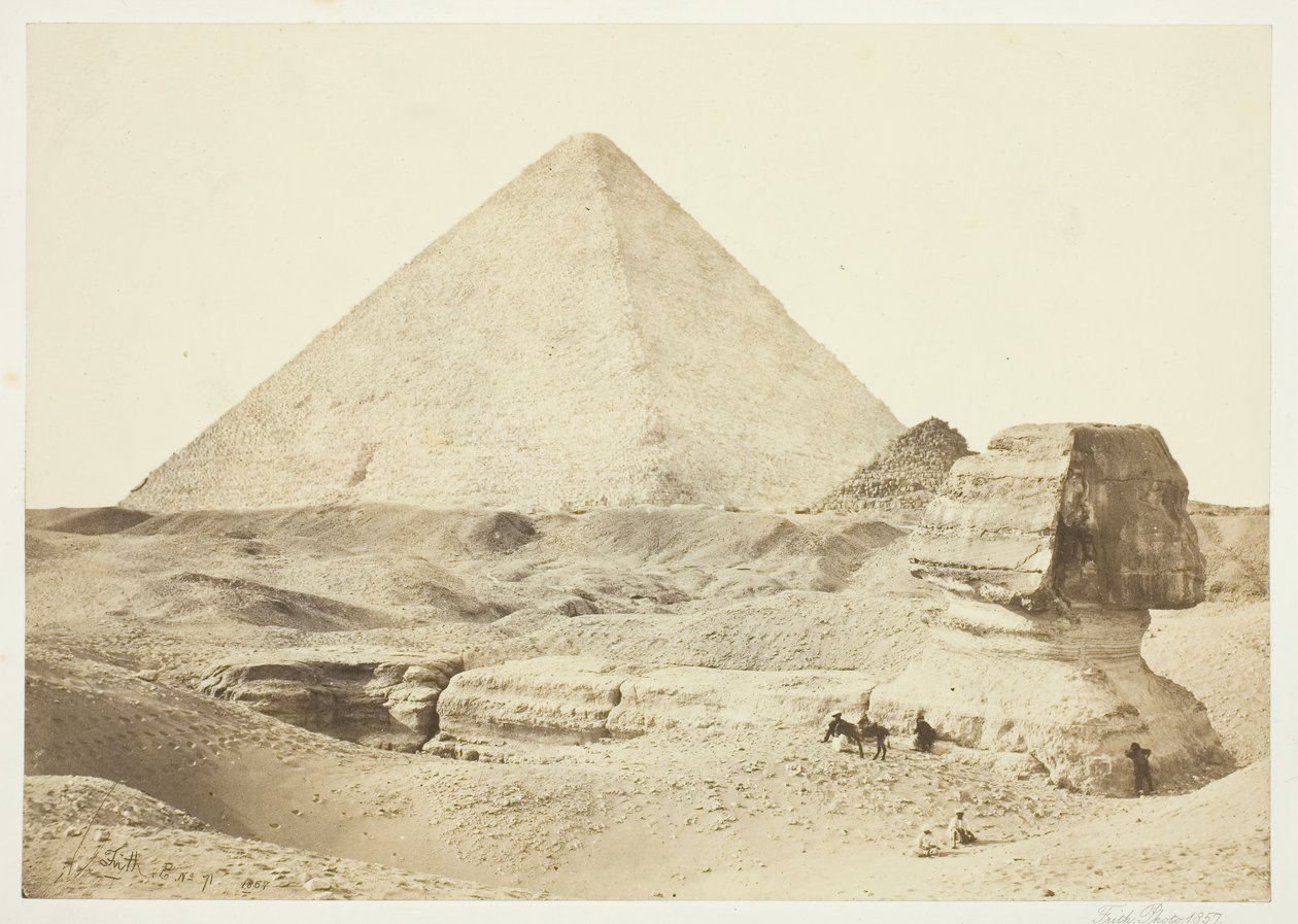 स्फिंक्स और ग्रेट पिरामिड, 1857, 1862 में मुद्रित। द्वारा फ्रांसिस फ्रिथ