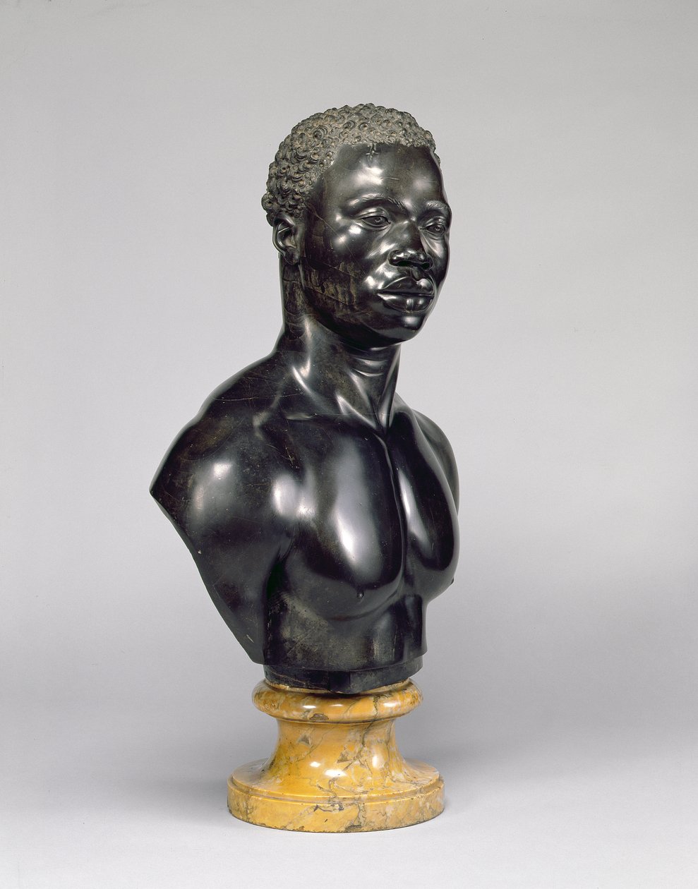 एक आदमी का वक्ष, c.1758 (काला चूना पत्थर पूर्व पीला संगमरमर) (281574 भी देखें) द्वारा फ्रांसिस हारवुड