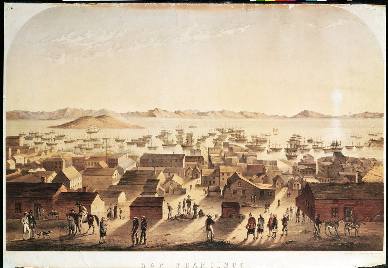सैन फ्रांसिस्को का एक सामान्य दृश्य, M und N Hanhart द्वारा प्रकाशित, c.1850-52 द्वारा फ्रांसिस सैमुअल मैरीट