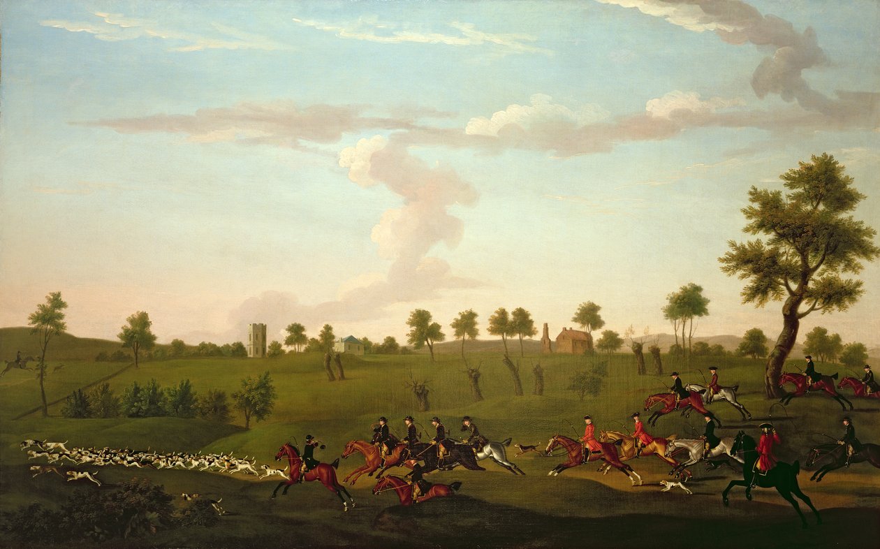 शिकार का दृश्य: फुल क्राई, c.1755-60 (कैनवास पर तेल) द्वारा फ्रांसिस सार्टोरियस