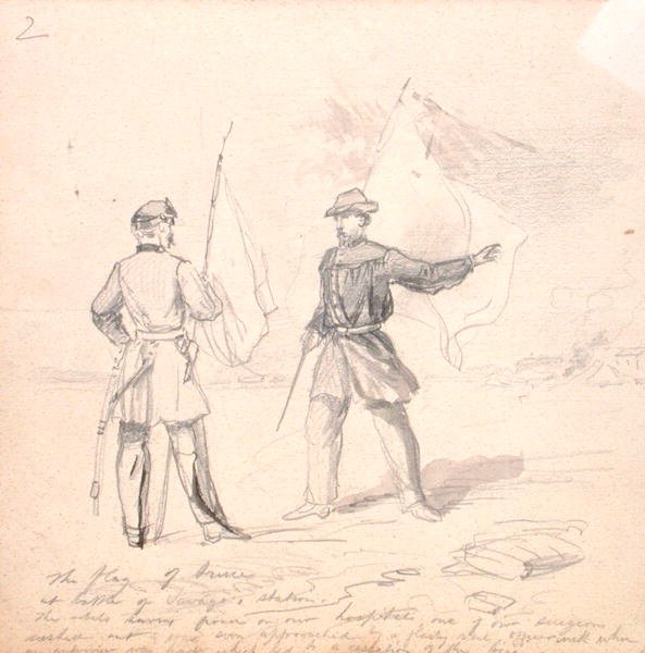 संघर्ष विराम का ध्वज, c.1860 (कागज पर पेंसिल) द्वारा फ्रांसिस स्कैल