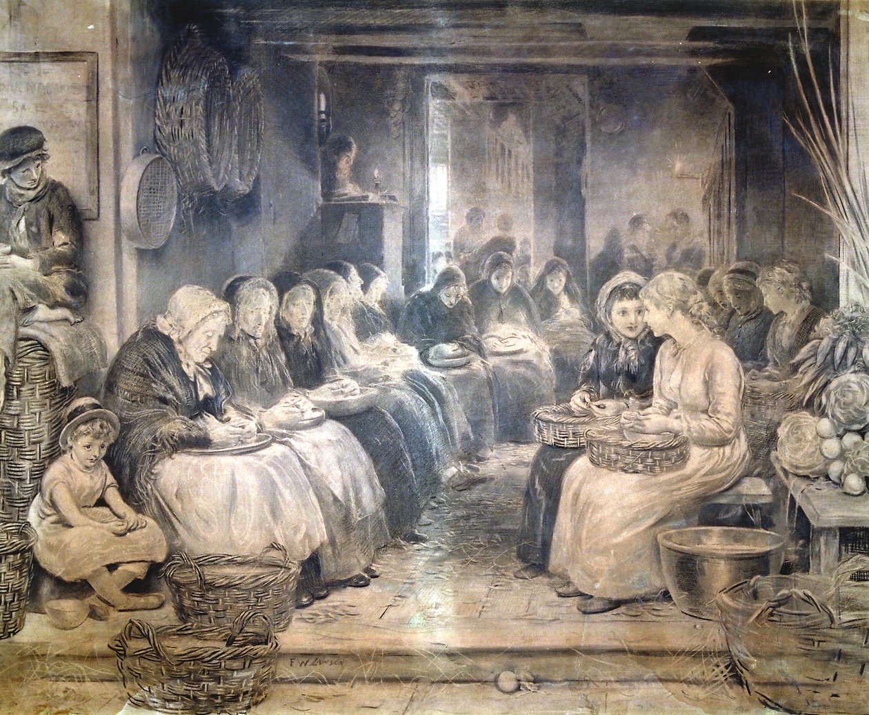 कोवेंट गार्डन सीन - महिला श्रमिक बैठी हुई, c1862-1935। द्वारा फ्रांसिस विलियम लॉसन