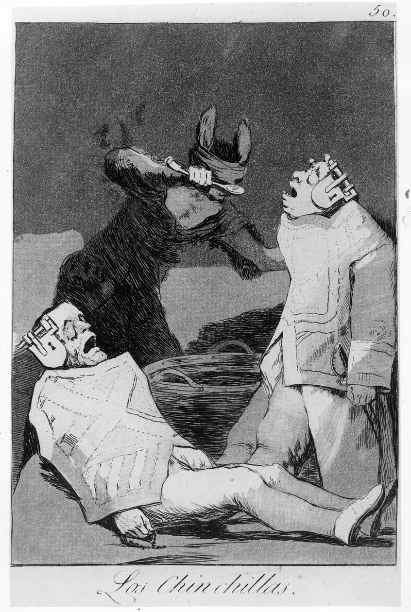 चिनचिल्स, &39;लॉस कैप्रीक्रोस&39; की प्लेट 50, 1799 (नक़्क़ाशीदार एक्वाटिन) द्वारा फ़्रांसिस्को डी गोया